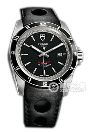帝舵GRANTOUR系列20500N黑盘黑色皮表带打孔设计腕表