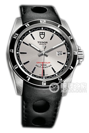 帝舵GRANTOUR系列20500N银盘黑色皮表带打孔设计腕表
