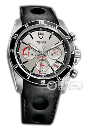 帝舵GRANTOUR系列20530N银盘黑色皮表打孔设计腕表